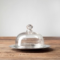 Масленка RO-10473/PGN, 21,5 см, металл, стекло, clear/silver, ROOMERS TABLEWARE