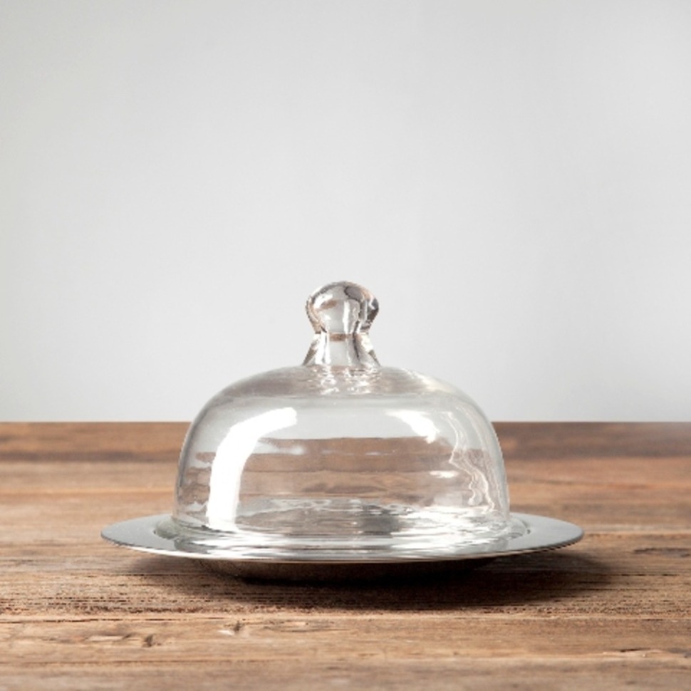 Фото Масленка RO-10473/PGN, 21,5 см, металл, стекло, clear/silver, ROOMERS TABLEWARE - интернет-магазин МегаТерем в Москве