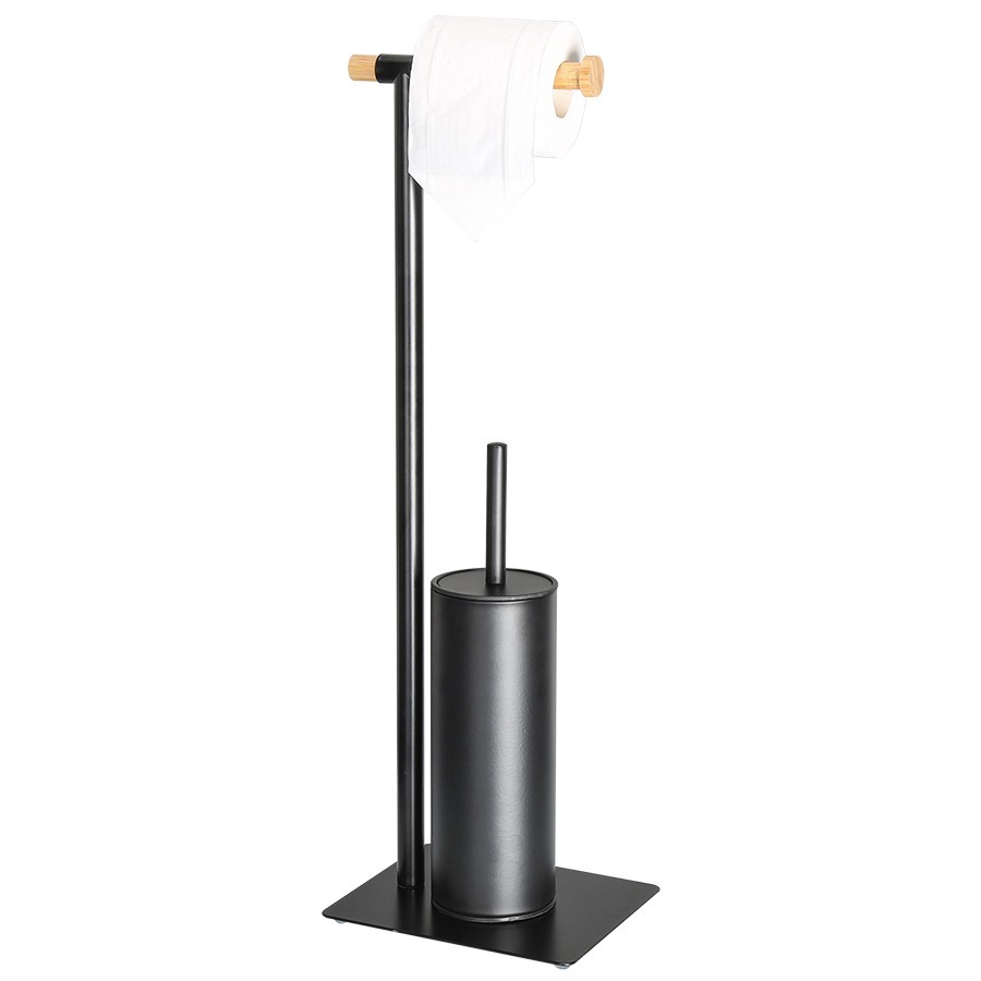 Фото Держатель для туалетной бумаги с ершиком mats, черный (74111) - интернет-магазин МегаТерем в Москве