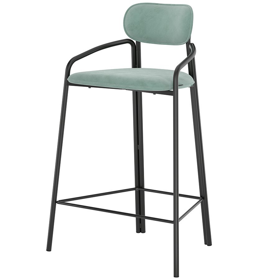 Фото Стул полубарный ror, round, велюр, черный/светло-бирюзовый (74447) - интернет-магазин МегаТерем в Москве