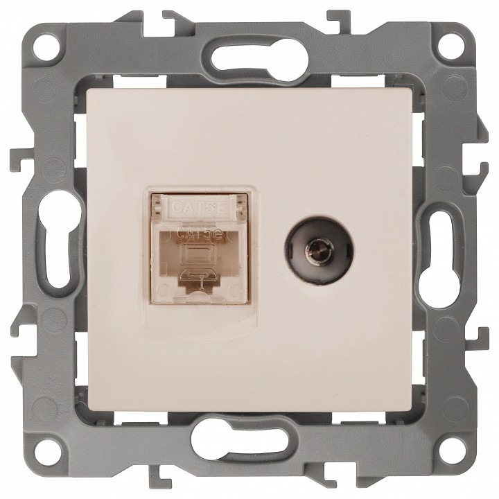 Фото ТВ-розетка и розетка Ethernet RJ-45 без рамки Эра Эра 12 12-3110-02 ER_B0027442 - интернет-магазин МегаТерем в Москве