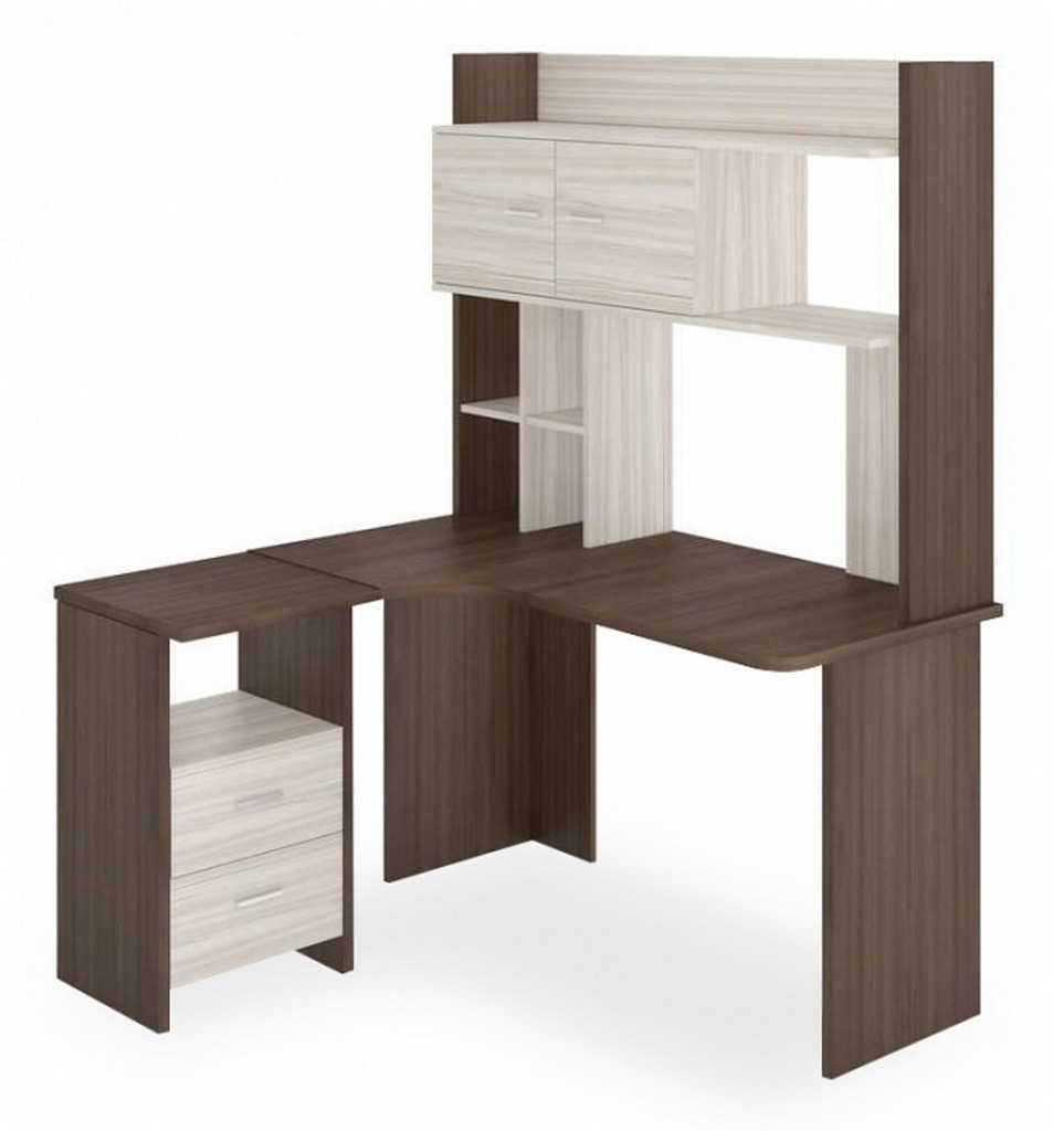 Фото Стол компьютерный Домино Lite СКЛ-Угл130+НКЛХ-130 ШК ЛЕВ MER_SKL-Ugl130-NKLH-130_SHK_LEV - интернет-магазин МегаТерем в Москве