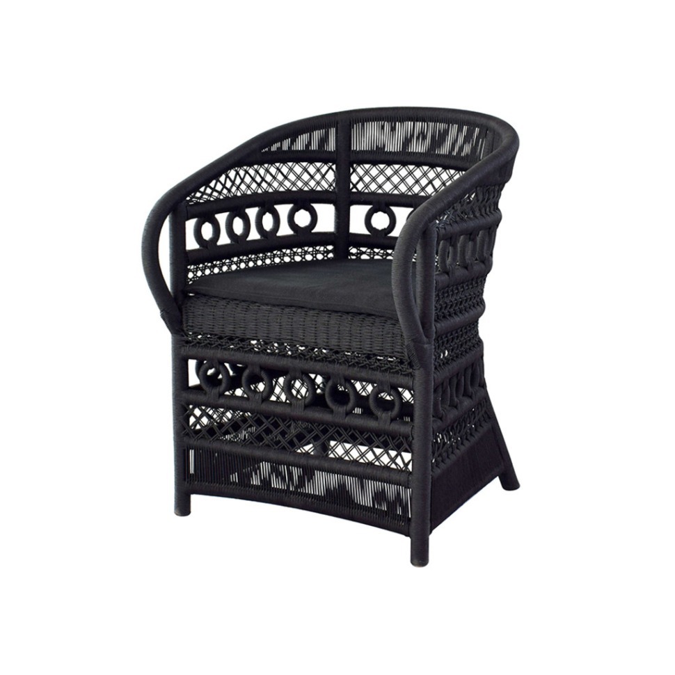 Фото Полукресло FG-30398/B, ротанг, текстиль, Black, ROOMERS FURNITURE - интернет-магазин МегаТерем в Москве