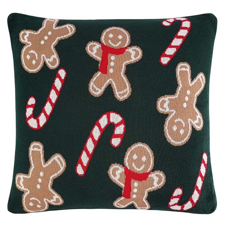 Фото Подушка вязаная с новогодним рисунком gingerman из коллекции new year essential, 45x45 см (79350) - интернет-магазин МегаТерем в Москве