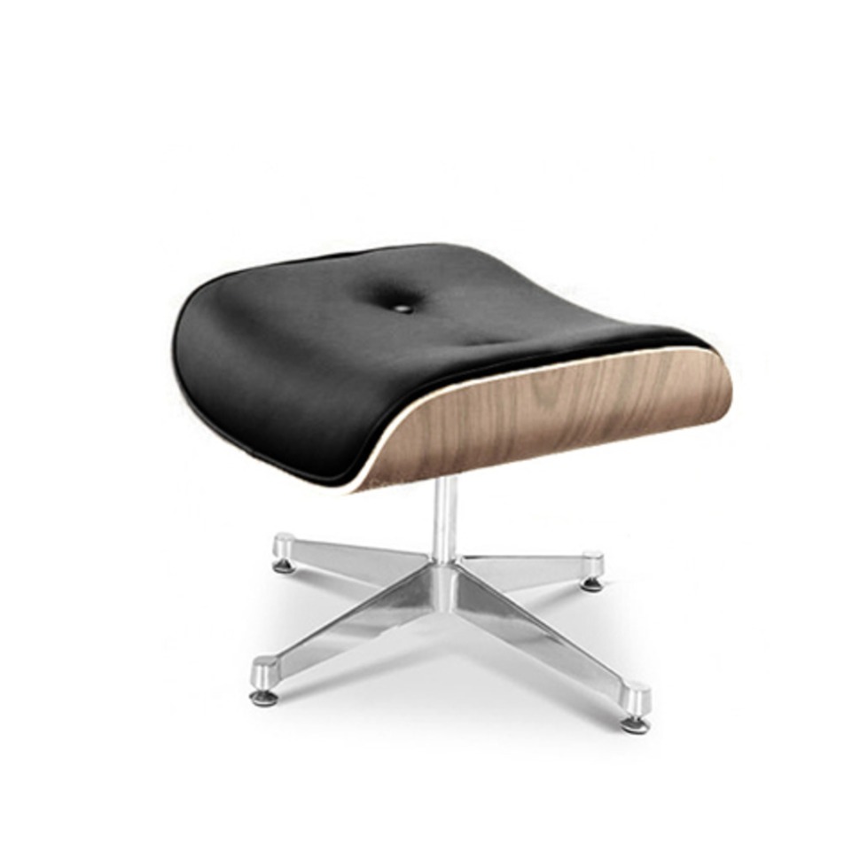 Фото Пуф Eames Lounge EC-015/YM20371ash, металл, натуральная кожа, дерево, ash/black, ROOMERS FURNITURE - интернет-магазин МегаТерем в Москве