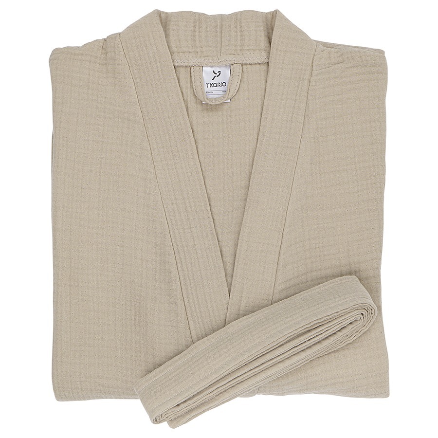 Фото Халат из многослойного муслина бежевого цвета из коллекции essential, размер m (75389) - интернет-магазин МегаТерем в Москве