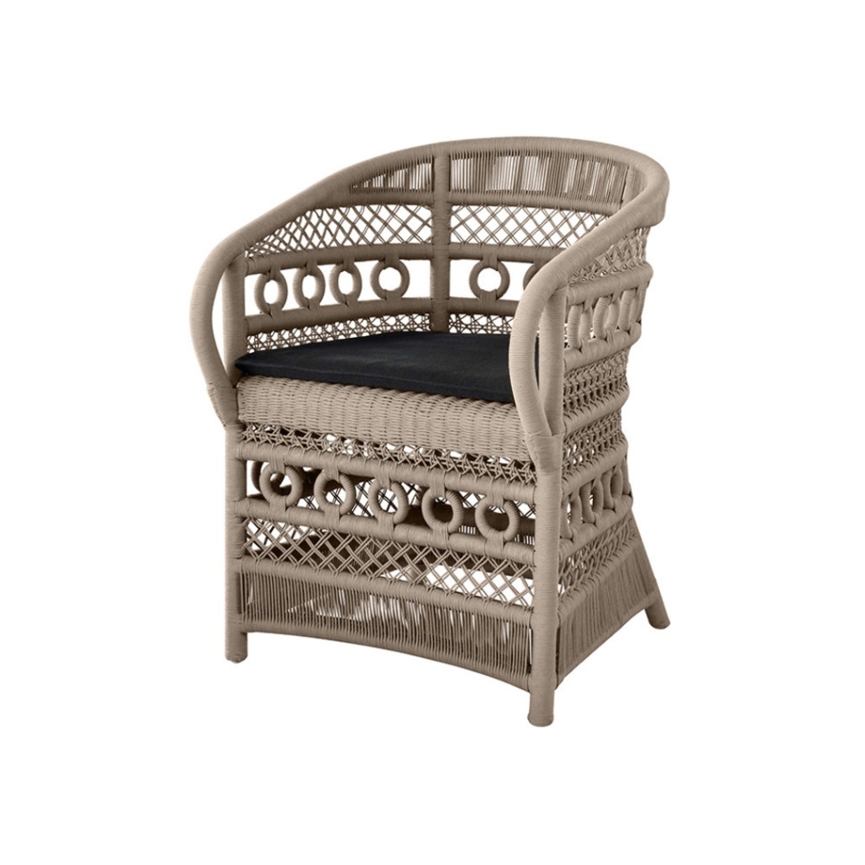 Фото Полукресло FG-30398/G, ротанг, текстиль, Black/grey, ROOMERS FURNITURE - интернет-магазин МегаТерем в Москве