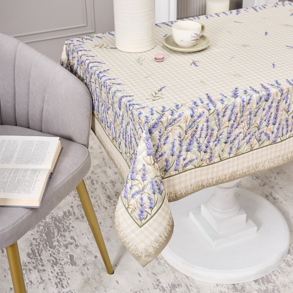 Фото Скатерть душа прованса 110х140см ,бежевый, 100% хлопок,твил с пропиткой Lefard (850-735-20) - интернет-магазин МегаТерем в Москве