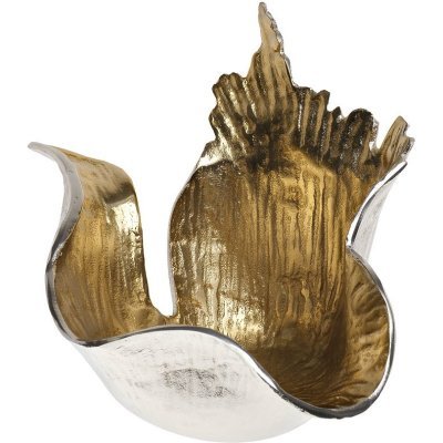 Чаша металл. декорат.  "Лист" 27*33*24см золото/хром (TT-00005563)