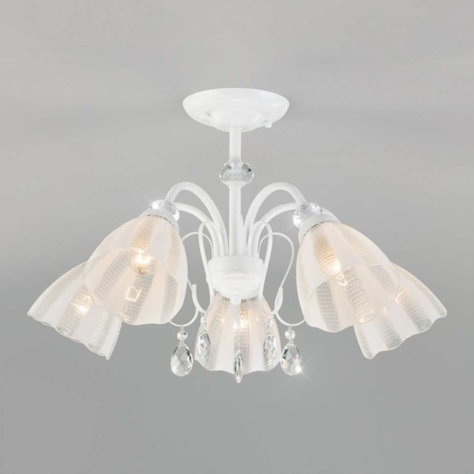 Фото Люстра на штанге Eurosvet Floranse 30155/5 белый EV_a045310 - интернет-магазин МегаТерем в Москве