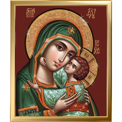 Икона Божией Матери Умиление «Лик Милосердия» с кристаллами Swarovski (2415)