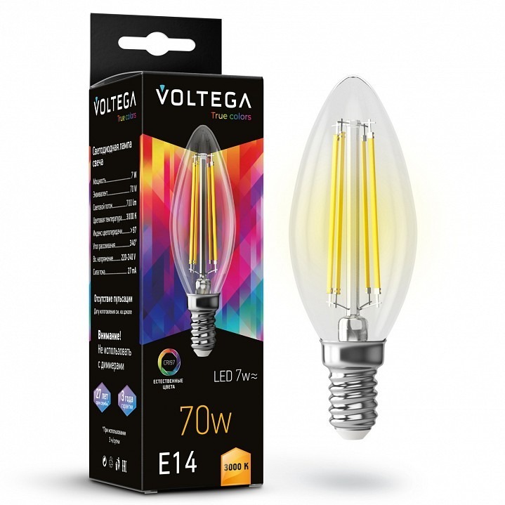Фото Лампа светодиодная Voltega Cangle E14 7W High CRI E14 6Вт 3000K 7216 VLG_7216 - интернет-магазин МегаТерем в Москве