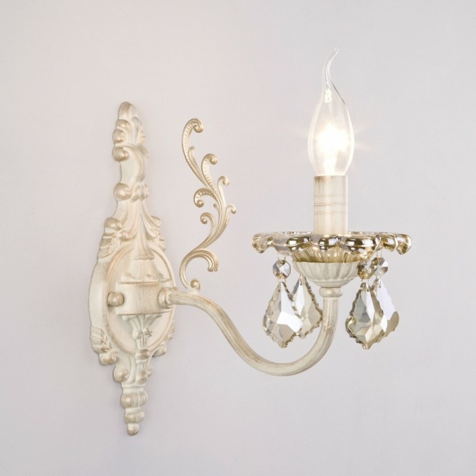 Фото Бра Eurosvet Elisha 3281/1 белый с золотом/тонированный хрусталь Strotskis EV_65242 - интернет-магазин МегаТерем в Москве