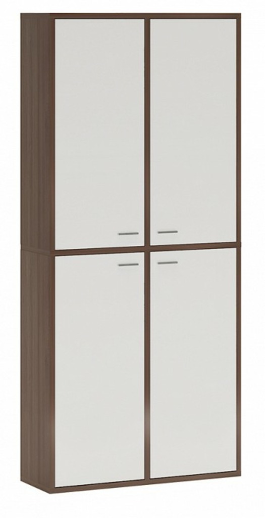 Фото Шкаф книжный Домино СУ(ш2в2)+4ФГ MER_SUsh2v2-4FG-SHBE-shamoni-CH-belyj - интернет-магазин МегаТерем в Москве