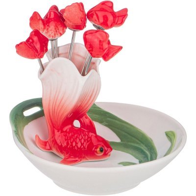 Блюдо lefard "золотая рыбка" 11*12*8 см, 6 вилочек (58-143) 