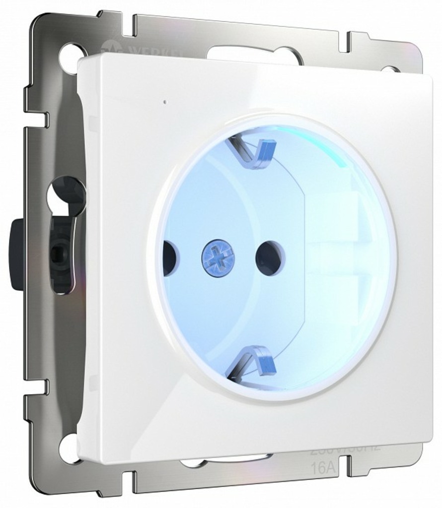 Фото Розетка с заземлением, без рамки Werkel белый W1171401 WRK_a051125 - интернет-магазин МегаТерем в Москве