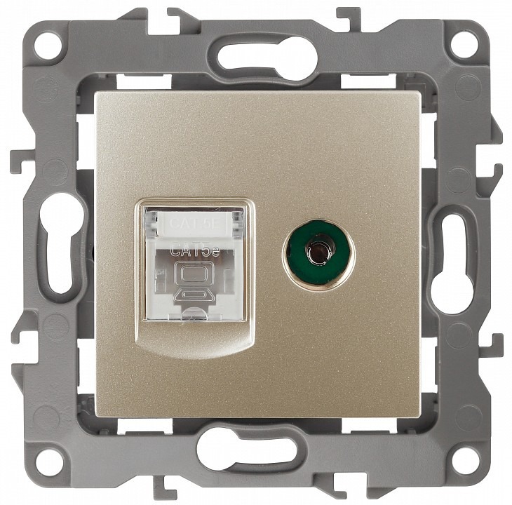 Фото ТВ-розетка и розетка Ethernet RJ-45 без рамки Эра Эра 12 12-3110-04 ER_B0027444 - интернет-магазин МегаТерем в Москве