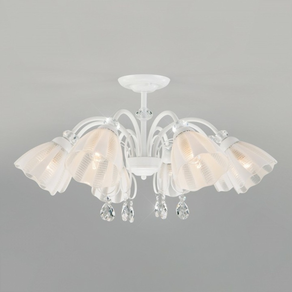 Фото Люстра на штанге Eurosvet Floranse 30155/8 белый EV_a045311 - интернет-магазин МегаТерем в Москве