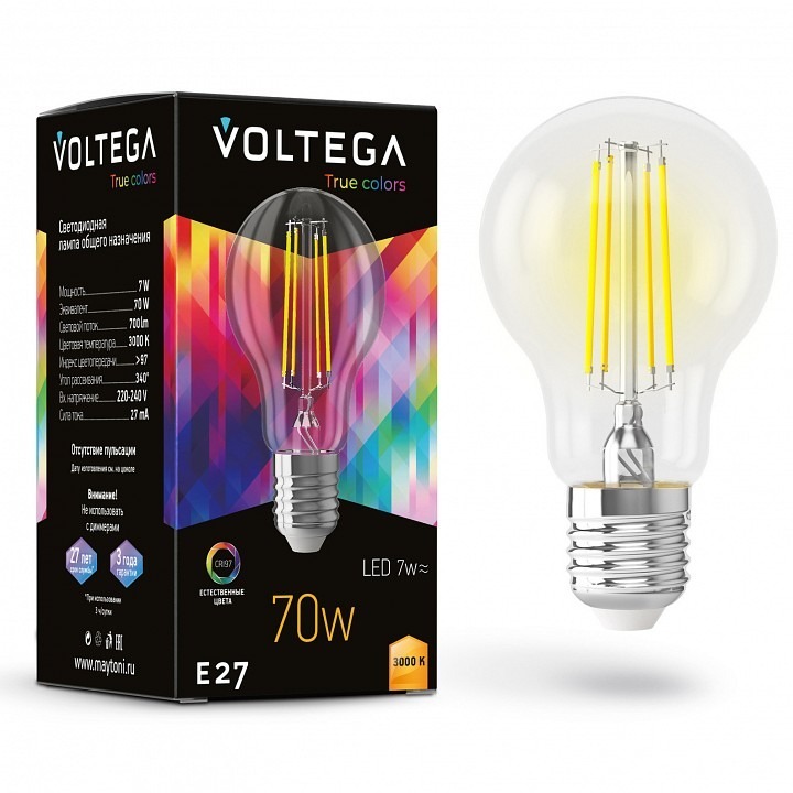 Фото Лампа светодиодная Voltega General purpose bulb E27 7W High CRI E27 6Вт 3000K 7217 VLG_7217 - интернет-магазин МегаТерем в Москве