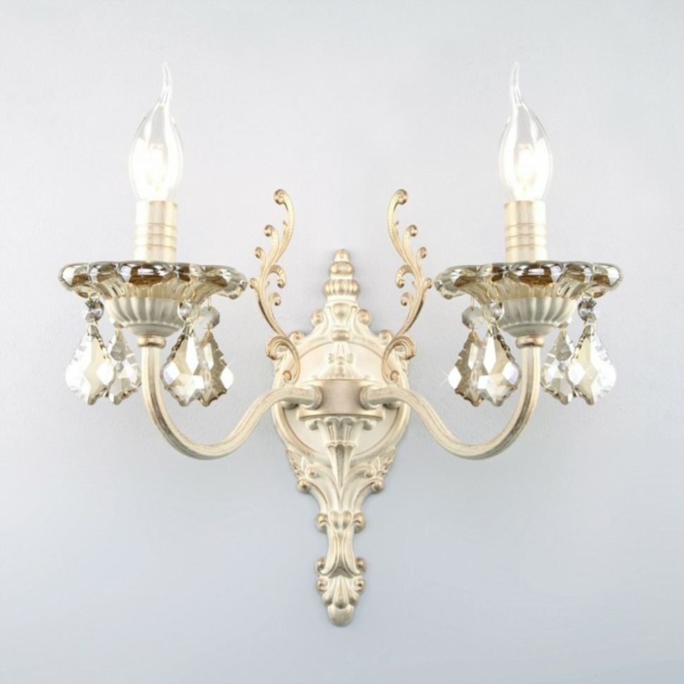 Фото Бра Eurosvet Elisha 3281/2 белый с золотом/тонированный хрусталь Strotskis EV_65240 - интернет-магазин МегаТерем в Москве