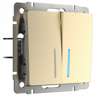 Выключатель двухклавишный с подсветкой без рамки Werkel шампань W1120111 WRK_a050859