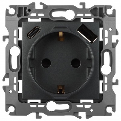 Розетка с заземлением и со шторкой и 2хUSB, без рамки Эра Эра 12 12-4108-12 ER_B0067700