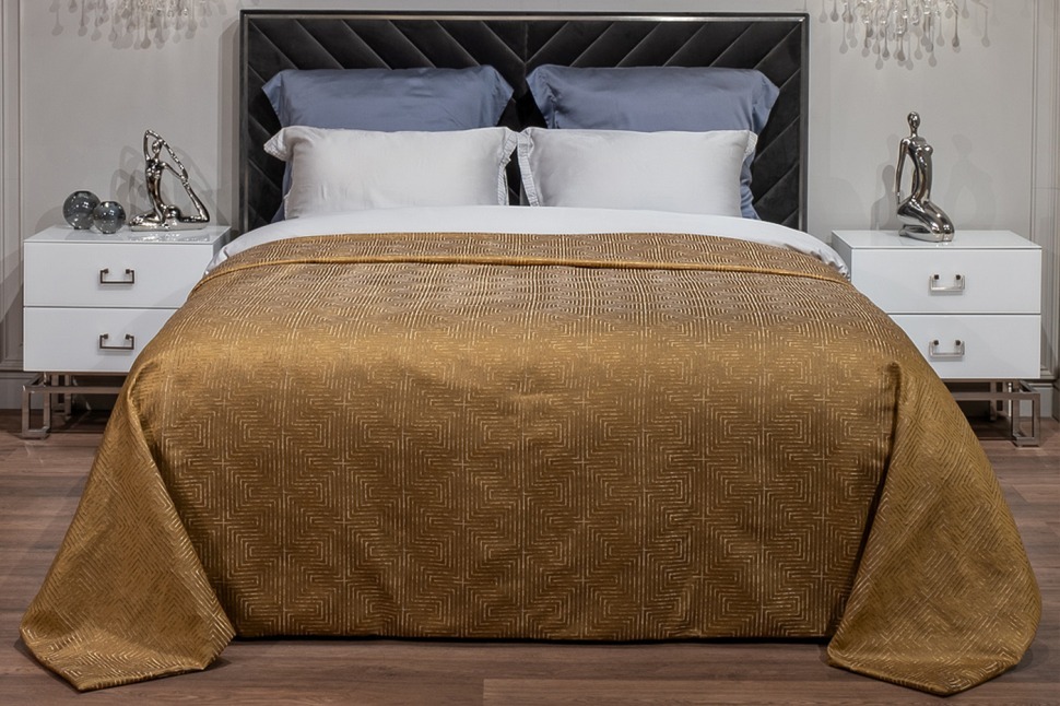 Фото Покрывало Gloss горчичное 260*260 (TT-00013999) - интернет-магазин МегаТерем в Москве