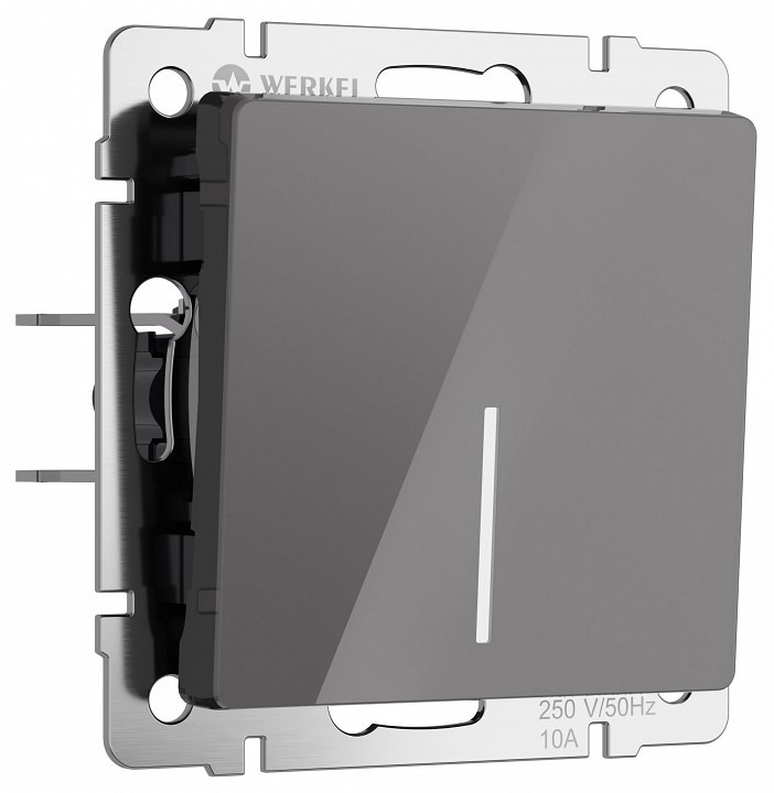 Фото Выключатель проходной одноклавишный с подсветкой без рамки Werkel графит акрил W1112144 WRK_a064080 - интернет-магазин МегаТерем в Москве