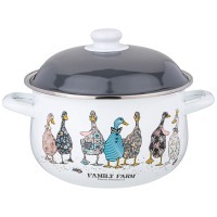 Кастрюля agness эмалированная с эмал.крышкой серия "family farm", 3.6 л, 22*13 см (934-623) 