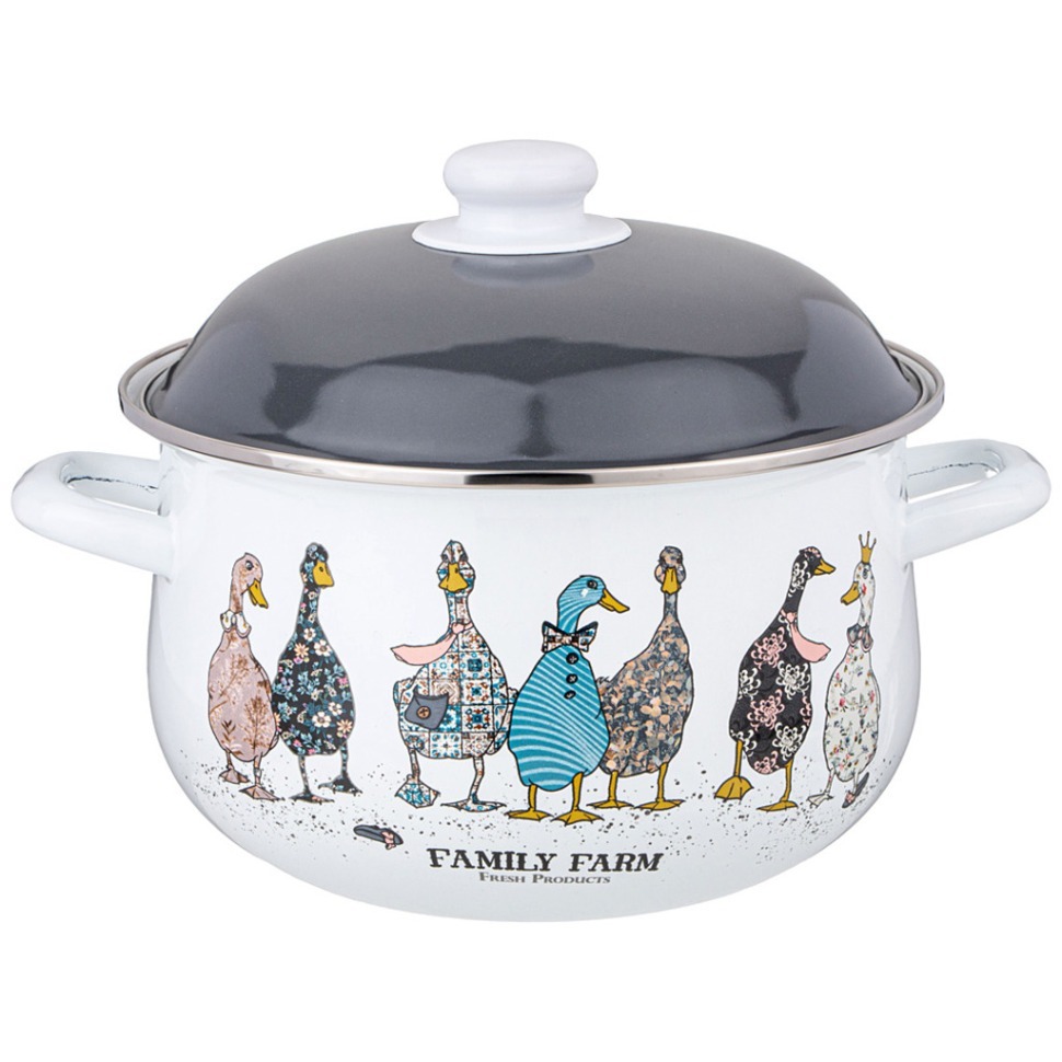 Фото Кастрюля agness эмалированная с эмал.крышкой серия family farm, 3.6 л, 22*13 см (934-623)  - интернет-магазин МегаТерем в Москве