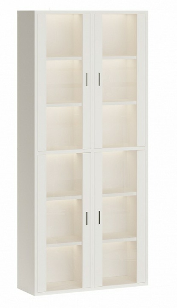 Фото Шкаф-витрина Домино СУ(ш2в2)+4ФС MER_SUsh2v2-4FS-BE-belyj - интернет-магазин МегаТерем в Москве