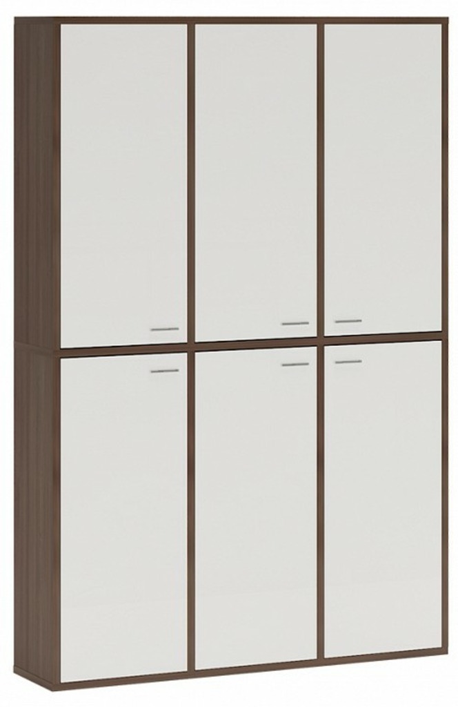 Фото Шкаф книжный Домино СУ(ш3в2)+6ФГ MER_SUsh3v2-6FG-SHBE-shamoni-CH-belyj - интернет-магазин МегаТерем в Москве