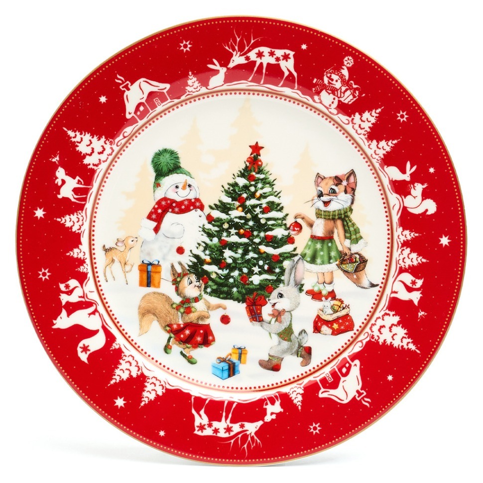 Фото Тарелка закусочная lefard елка 19 см красная (85-1879-1)  - интернет-магазин МегаТерем в Москве