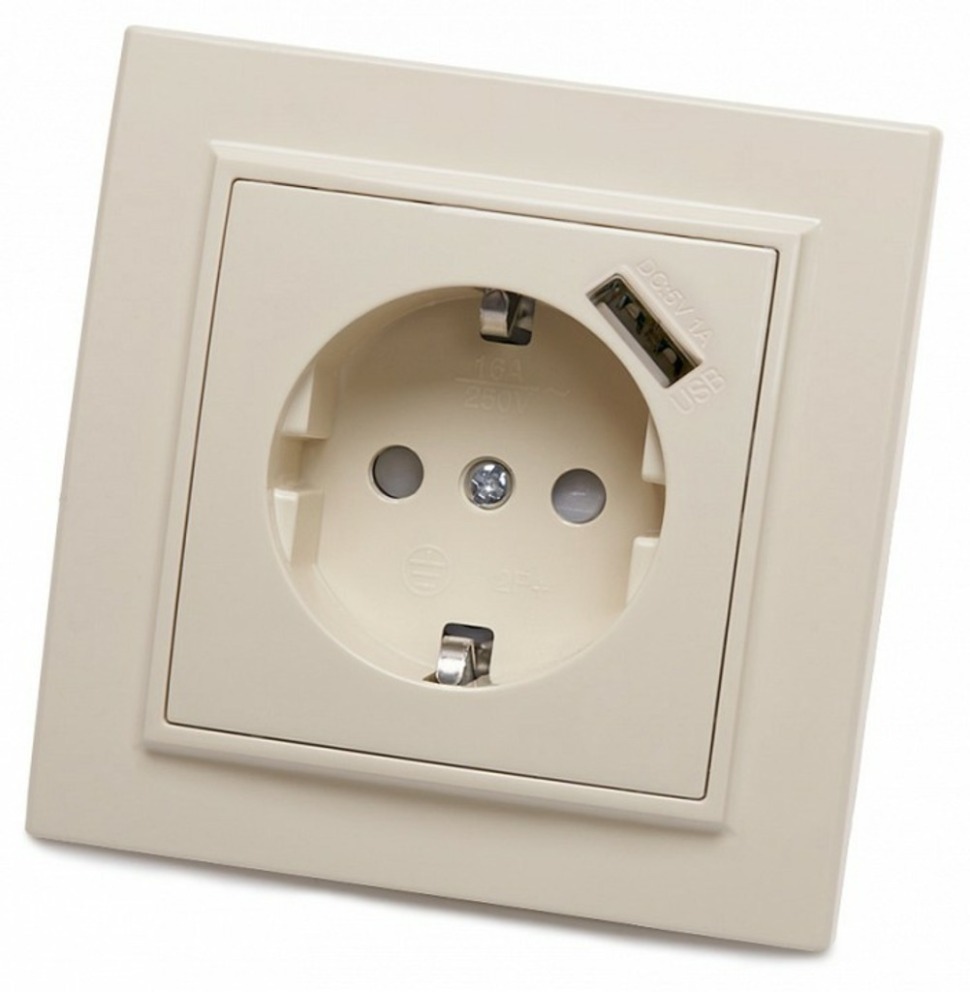 Фото Розетка с заземлением и со шторками и USB Stekker PST16-9011 39237 FE_39237 - интернет-магазин МегаТерем в Москве