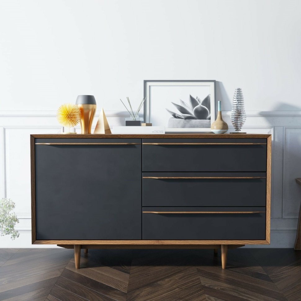 Фото Комод Brun Blacki с ящиками и дверкой арт BR-02Black-ET - интернет-магазин МегаТерем в Москве