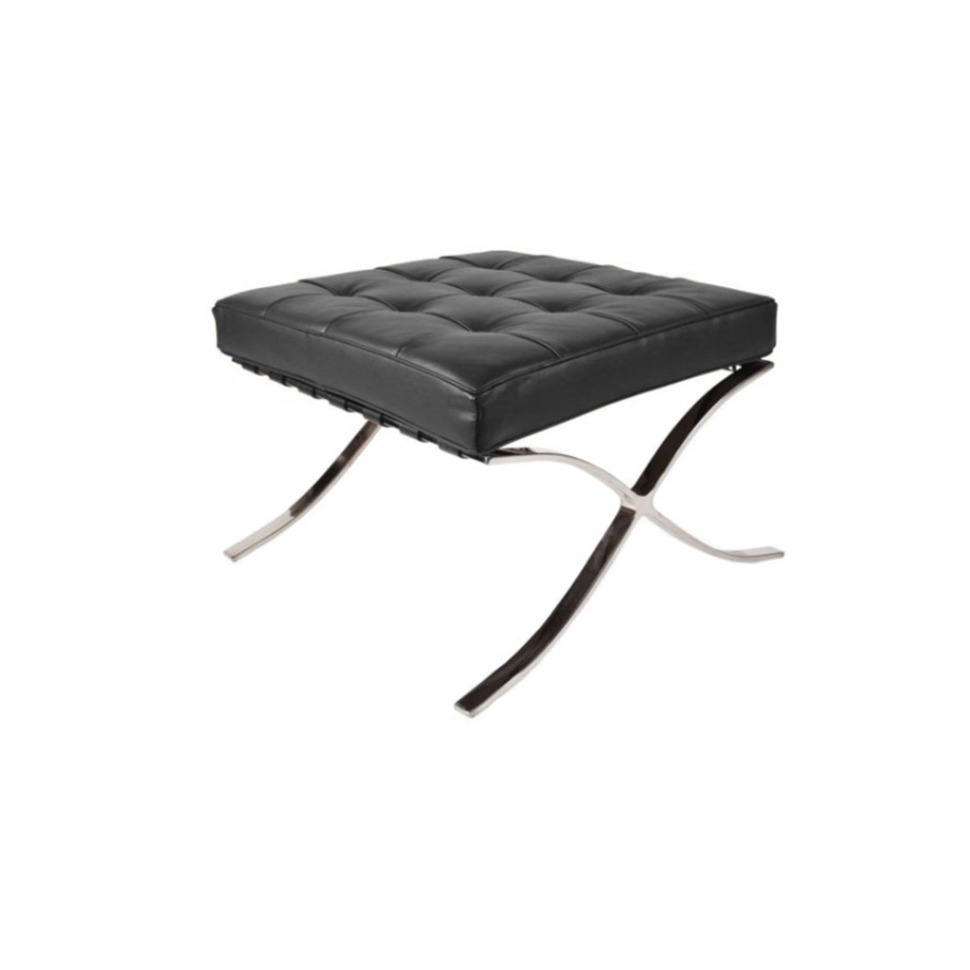 Фото Пуф Барселона EC-010/YM20371, нержавеющая сталь, кожа, Black, ROOMERS FURNITURE - интернет-магазин МегаТерем в Москве