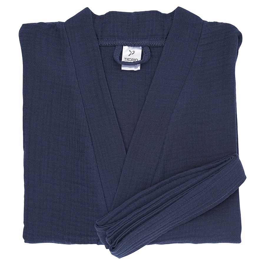 Фото Халат из многослойного муслина темно-синего цвета из коллекции essential, размер m (75395) - интернет-магазин МегаТерем в Москве