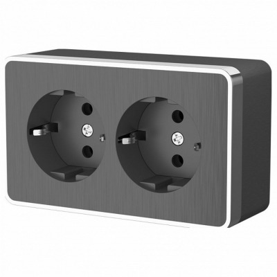 Розетка двойная с заземлением Werkel Gallant (графит рифленый) W5072104 WRK_a051342