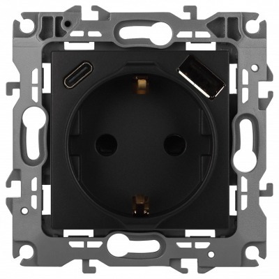 Розетка с заземлением и со шторкой и 2хUSB, без рамки Эра Эра 12 12-4108-05 ER_B0067707