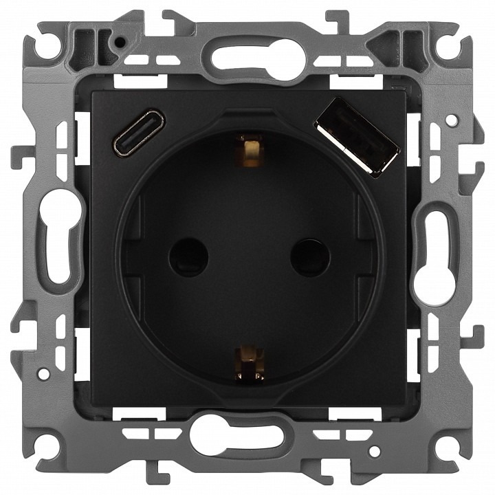 Фото Розетка с заземлением и со шторкой и 2хUSB, без рамки Эра Эра 12 12-4108-05 ER_B0067707 - интернет-магазин МегаТерем в Москве