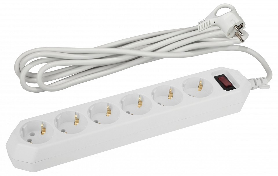 Фото Удлинитель с выключателем Эра  USF-6es-1,5m-W-BOX ER_B0037260 - интернет-магазин МегаТерем в Москве