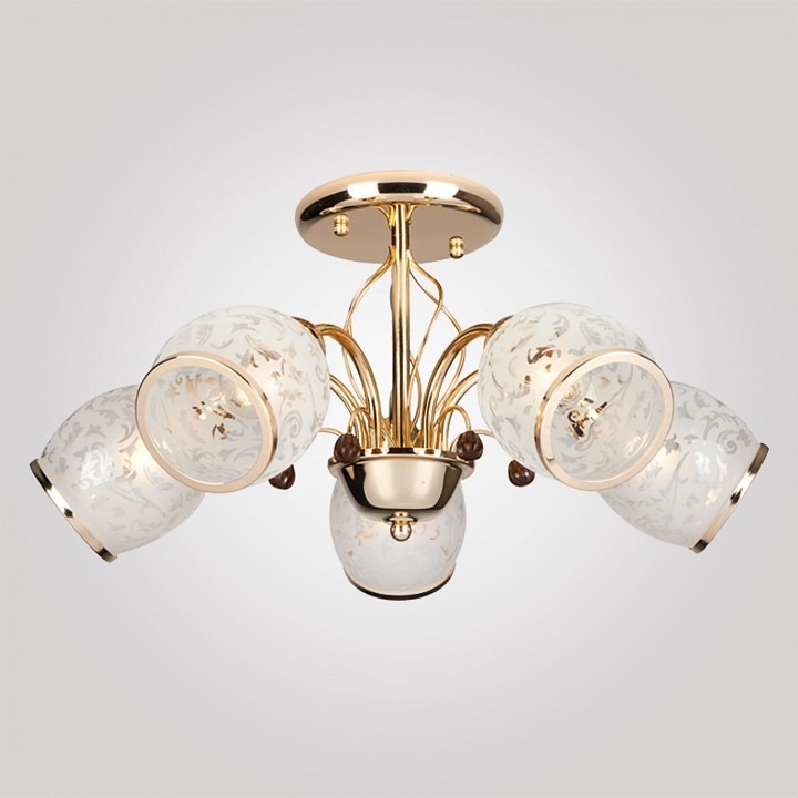 Фото Люстра на штанге Eurosvet Gabriella 30026/5 золото EV_73715 - интернет-магазин МегаТерем в Москве