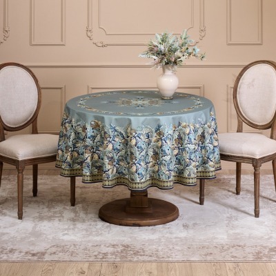 Скатерть круглая листья мор...