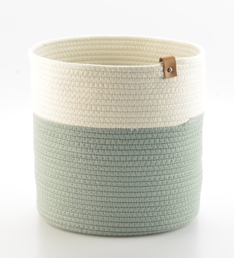 Фото Корзина для хранения ciary, D30х30 см, бежевая/оливковая (74714) - интернет-магазин МегаТерем в Москве