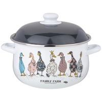 Кастрюля agness эмалированная с эмал.крышкой серия "family farm", 5.0 л, 24*14 см (934-624) 