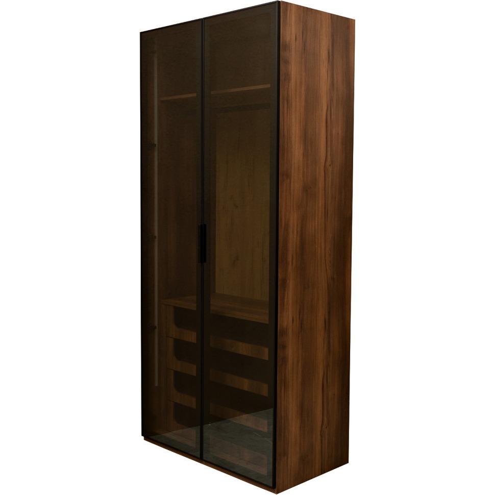 Фото Шкаф Alto двухдверн c выдвижными ящиками, цвет дуб Барокко, дверцы стекло 100*57*228.5см (TT-00012634) - интернет-магазин МегаТерем в Москве