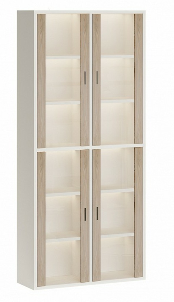 Фото Шкаф-витрина Домино СУ(ш2в2)+4ФС MER_SUsh2v2-4FS-BEN-belyj-nelson - интернет-магазин МегаТерем в Москве