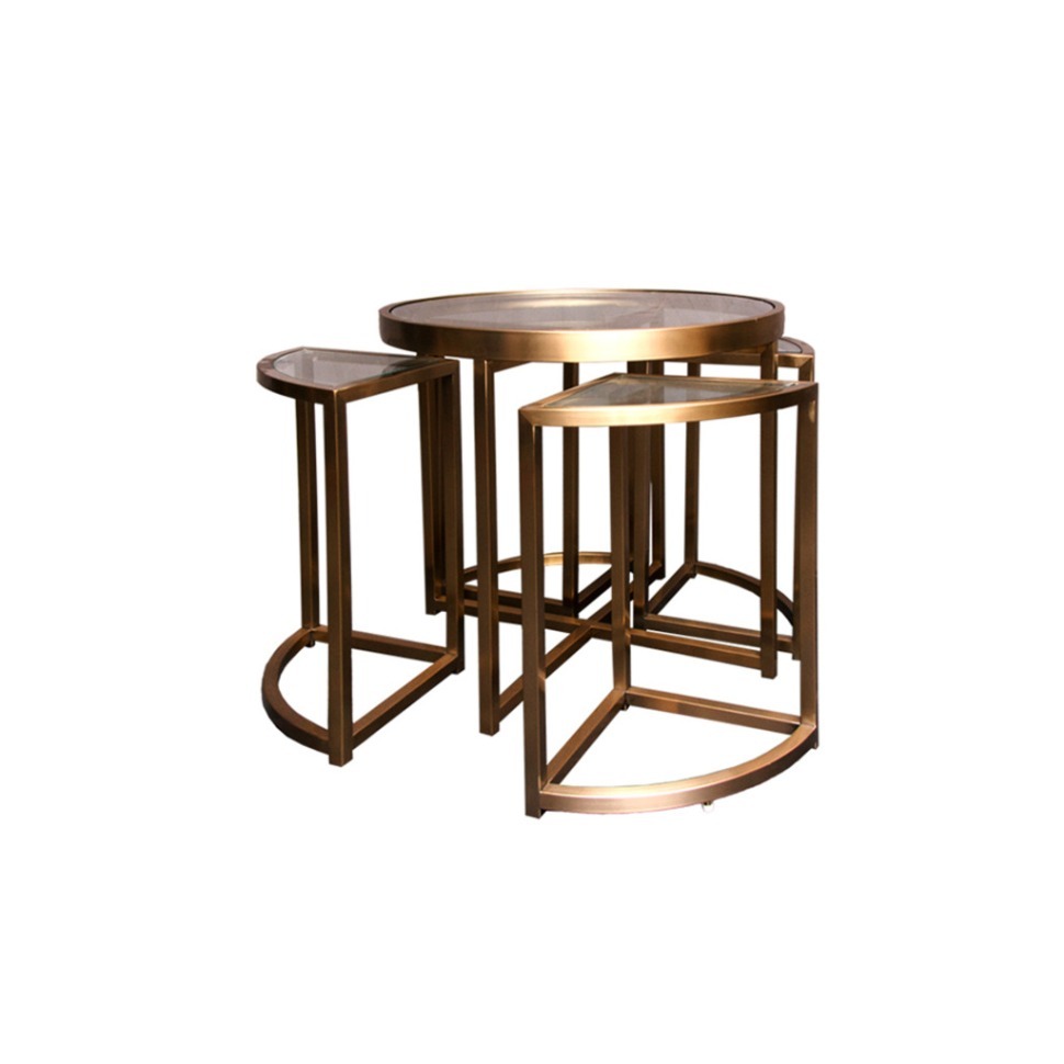 Фото Стол приставной Z0149A/Z0150A/CM#30A, 60, стекло, нержавеющая сталь, matte honey, ROOMERS FURNITURE - интернет-магазин МегаТерем в Москве