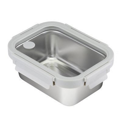 Ланч-бокс стальной со стеклянной крышкой, 800 мл, серый (75161)