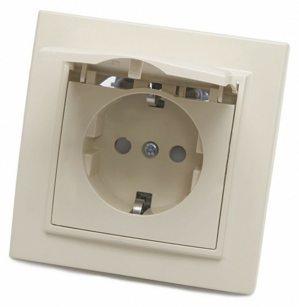 Фото Розетка влагозащищенная с заземлением и со шторками с крышкой Stekker PST16-9012 39238 FE_39238 - интернет-магазин МегаТерем в Москве